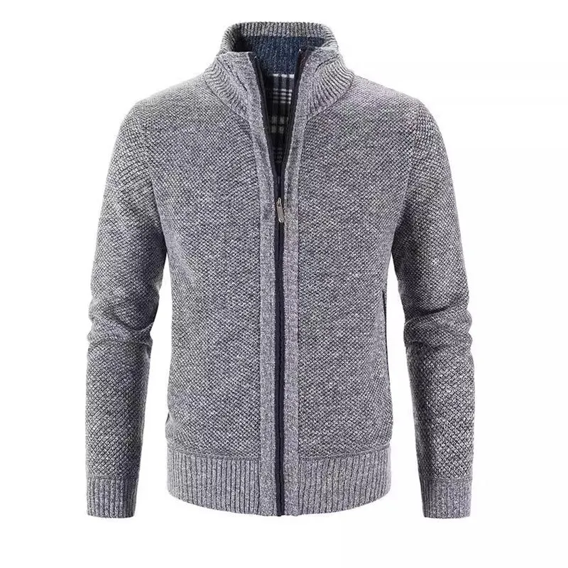 Herren Strickjacke mit strukturiertem Muster und hohem Stehkragen Drune