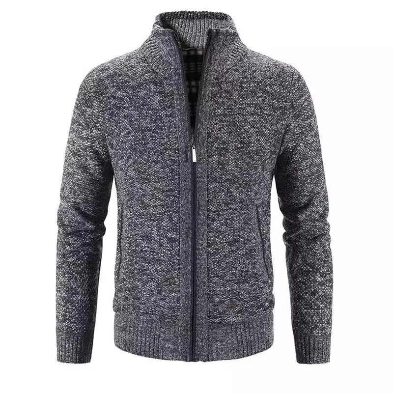 Herren Strickjacke mit strukturiertem Muster und hohem Stehkragen Drune