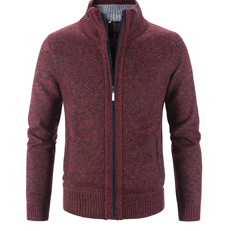 Herren Strickjacke mit strukturiertem Muster und hohem Stehkragen Drune