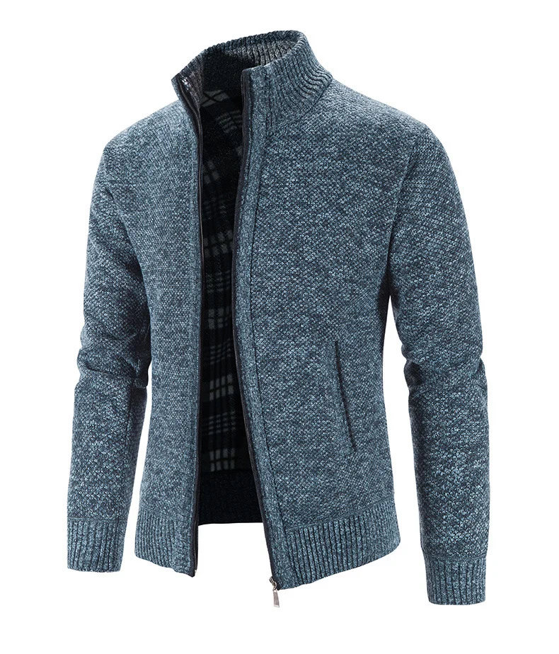 Herren Strickjacke mit strukturiertem Muster und hohem Stehkragen Drune