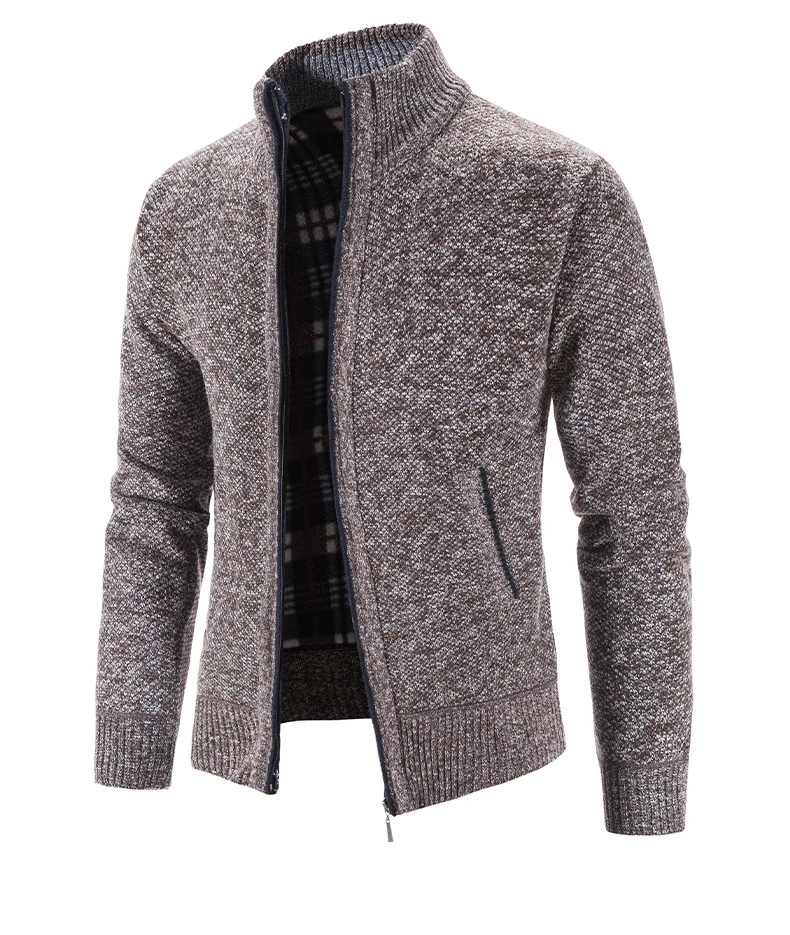 Herren Strickjacke mit strukturiertem Muster und hohem Stehkragen Drune