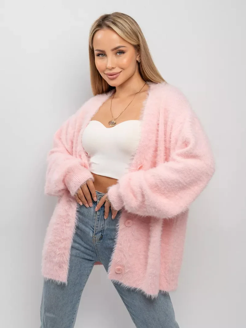 Damen Flauschiger Cardigan mit Knopfverschluss und weitem Schnitt Drune