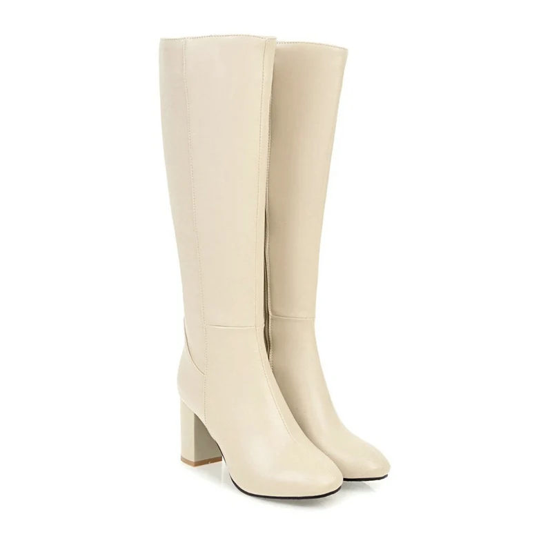 Stiefel mit Absatz | Leder | Blockabsatz | Hoher Absatz Knöchelhohe Stiefel | Damenstiefel Drune