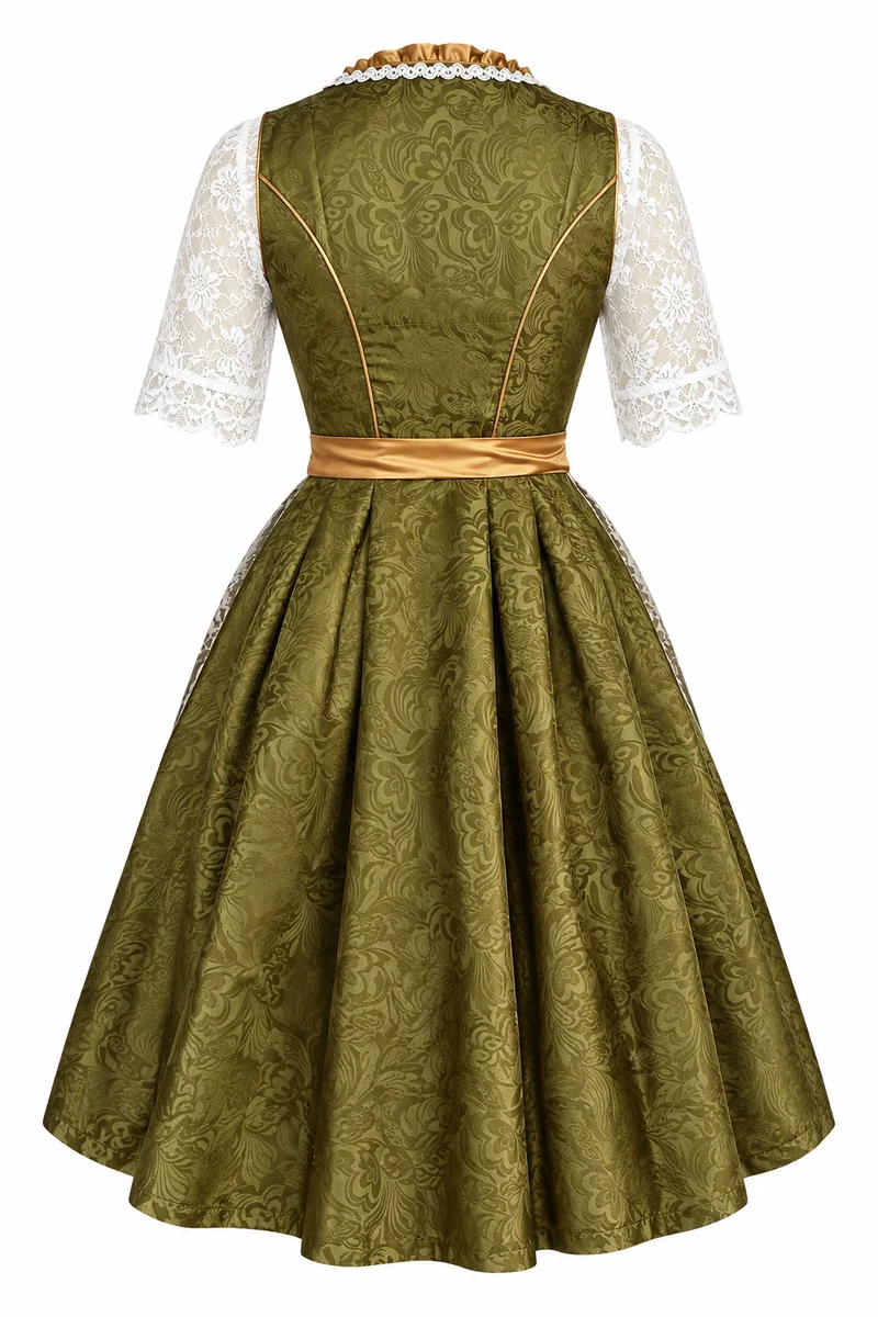 Damen nan traditionelles Dirndlkleid mit Spitzenbluse und bestickter Schürze Drune