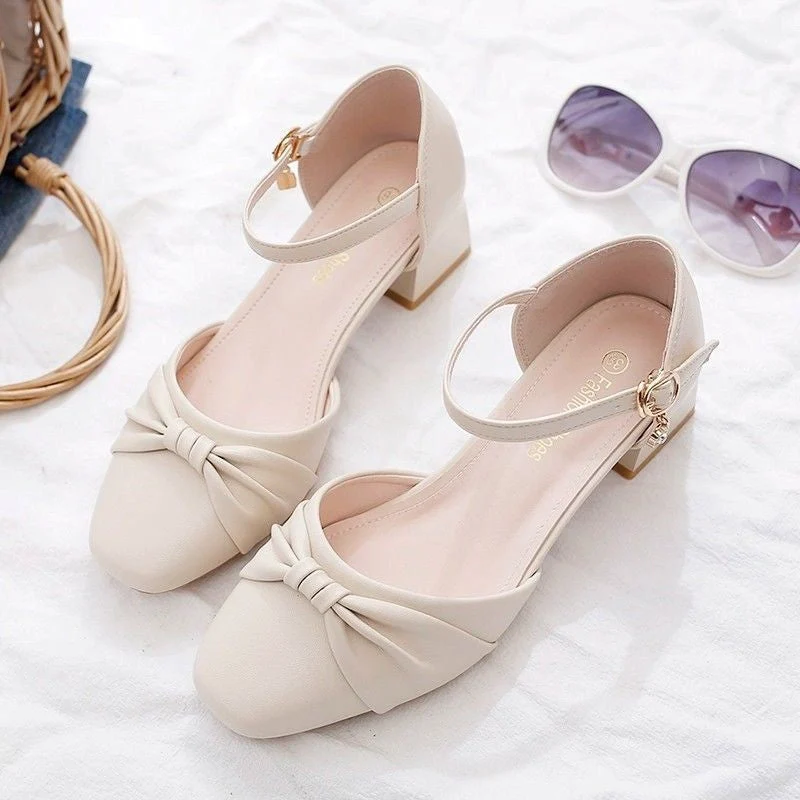 Damen Elegante Ballerinas mit praktischem Riemchen und dekorativem Knoten Drune