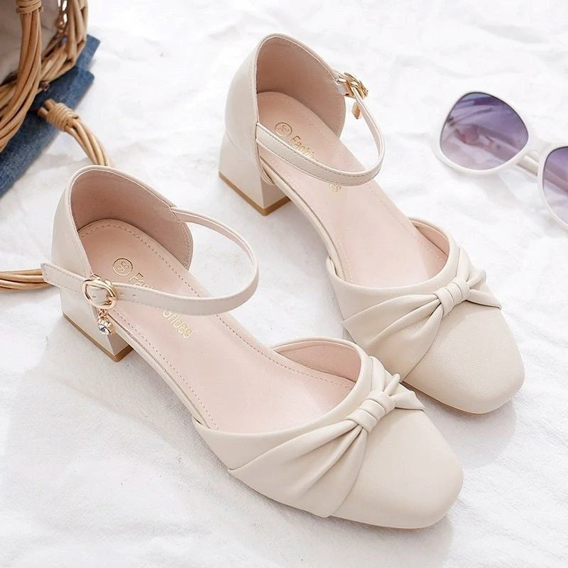 Damen Elegante Ballerinas mit praktischem Riemchen und dekorativem Knoten Drune