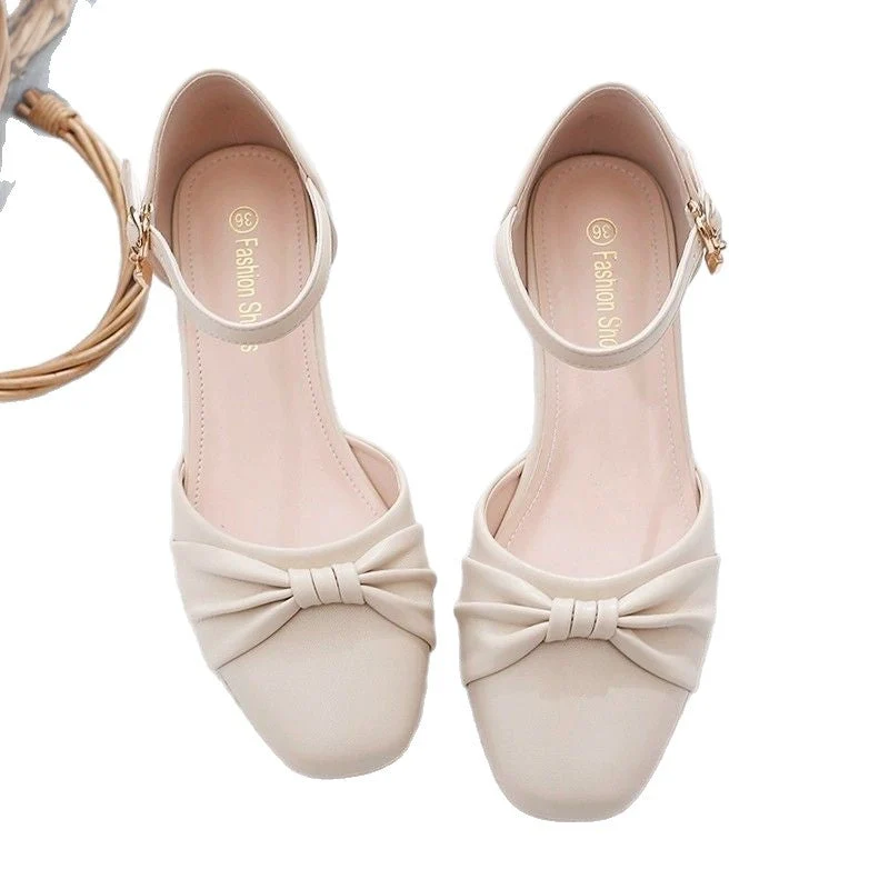 Damen Elegante Ballerinas mit praktischem Riemchen und dekorativem Knoten Drune