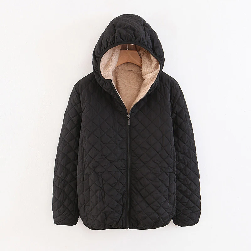 Damen gesteppte Winterjacke mit kuscheligem Innenfutter und Kapuze Drune