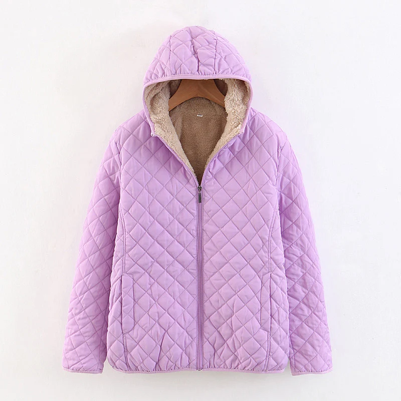 Damen gesteppte Winterjacke mit kuscheligem Innenfutter und Kapuze Drune