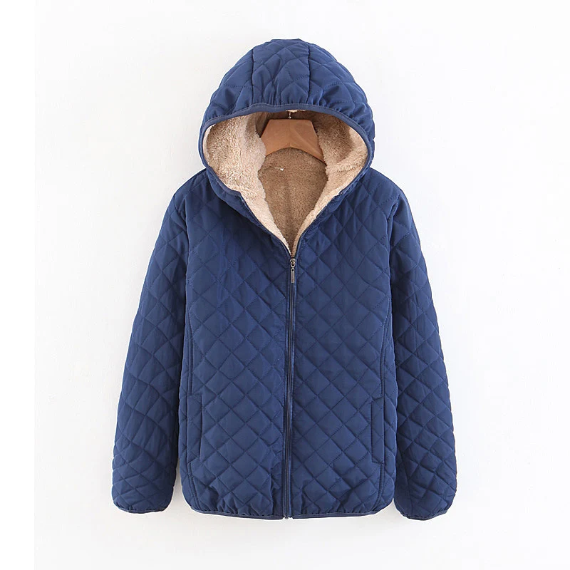 Damen gesteppte Winterjacke mit kuscheligem Innenfutter und Kapuze Drune