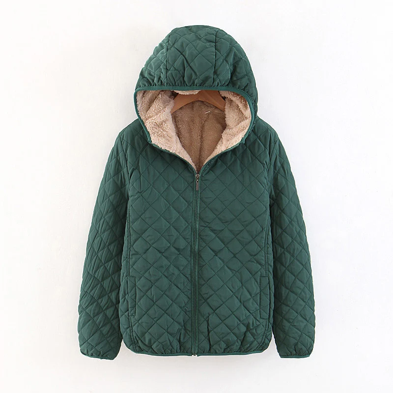 Damen gesteppte Winterjacke mit kuscheligem Innenfutter und Kapuze Drune