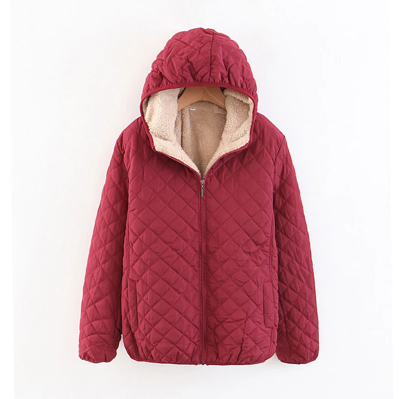 Damen gesteppte Winterjacke mit kuscheligem Innenfutter und Kapuze Drune
