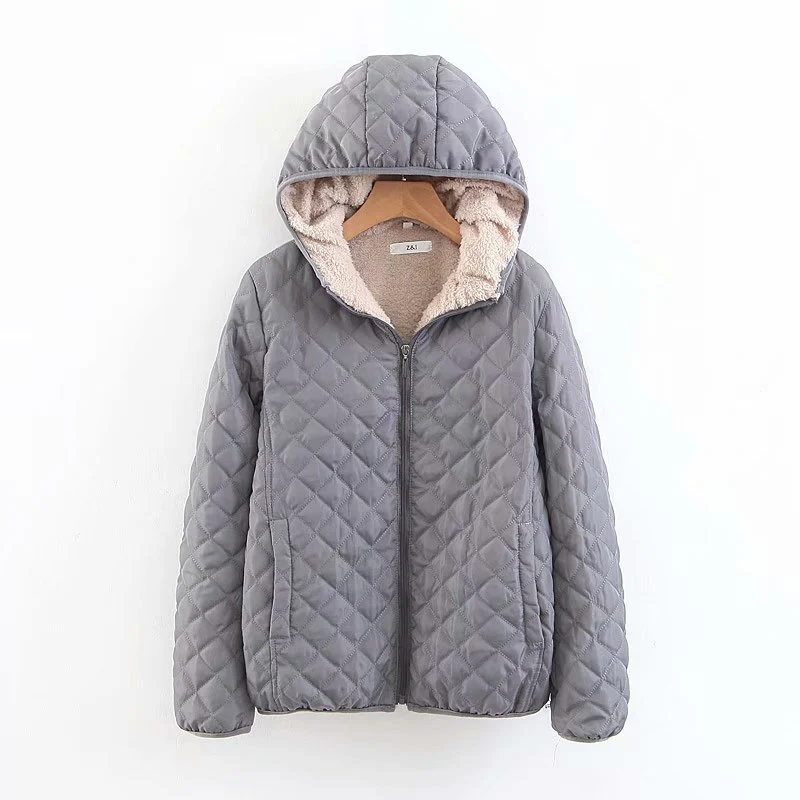 Damen gesteppte Winterjacke mit kuscheligem Innenfutter und Kapuze Drune