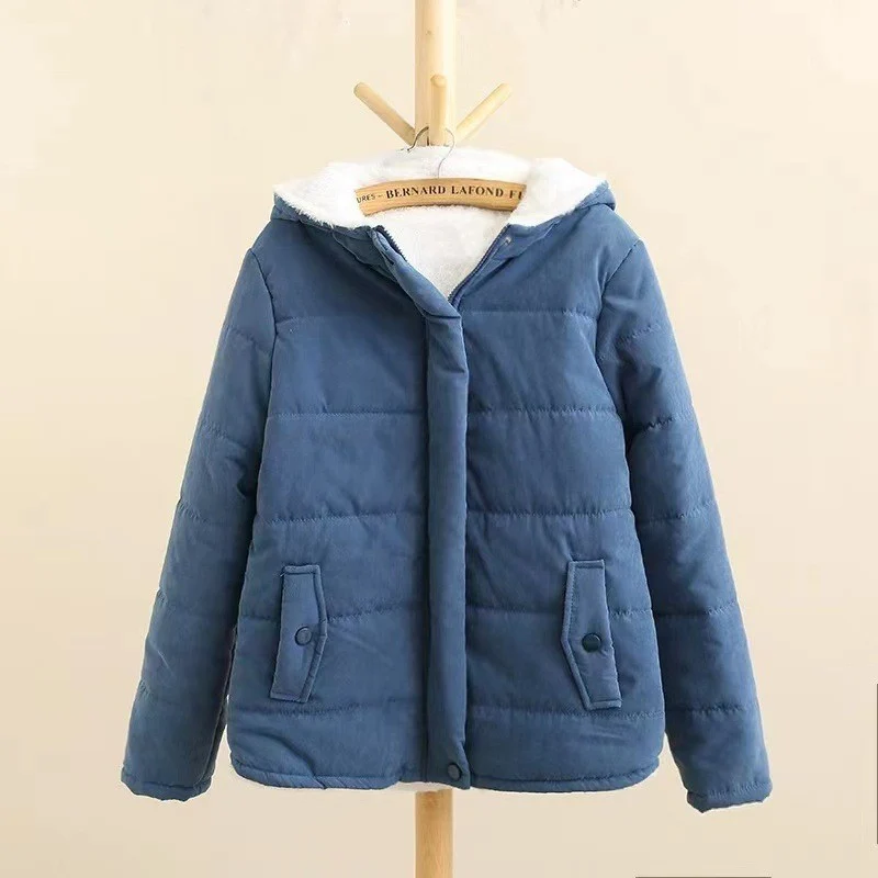 Damen gesteppte Winterjacke mit Kapuze und warmem Innenfutter Drune