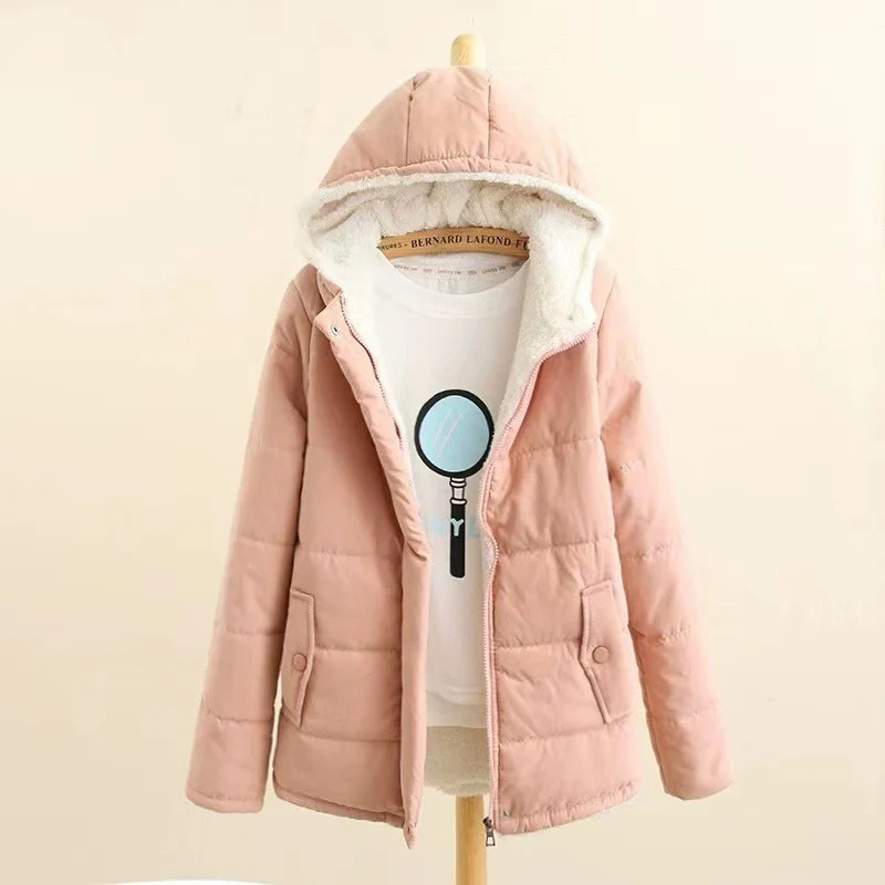 Damen gesteppte Winterjacke mit Kapuze und warmem Innenfutter Drune