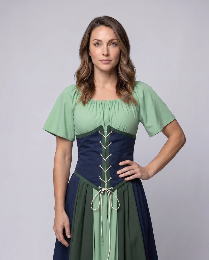Damen Dirndl mit Rüschendetails und Schnürung Drune