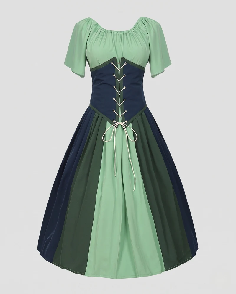 Damen Dirndl mit Rüschendetails und Schnürung Drune