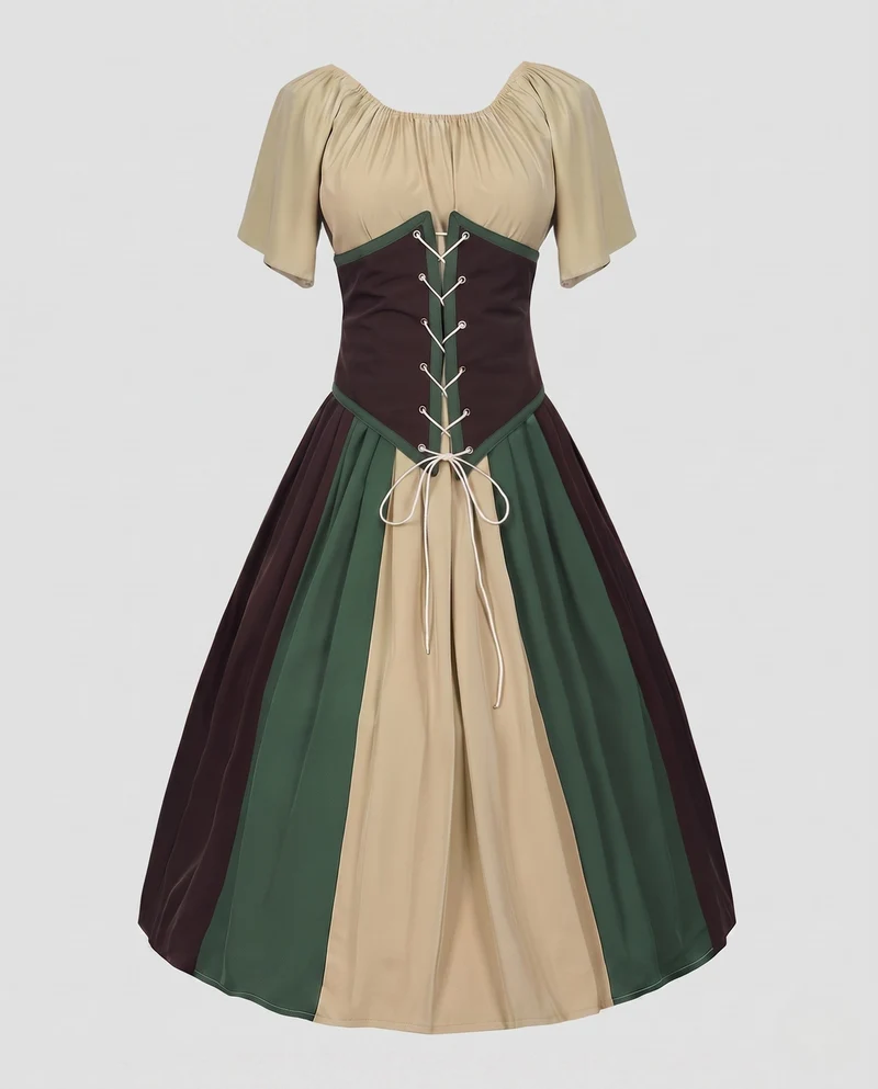 Damen Dirndl mit Rüschendetails und Schnürung Drune