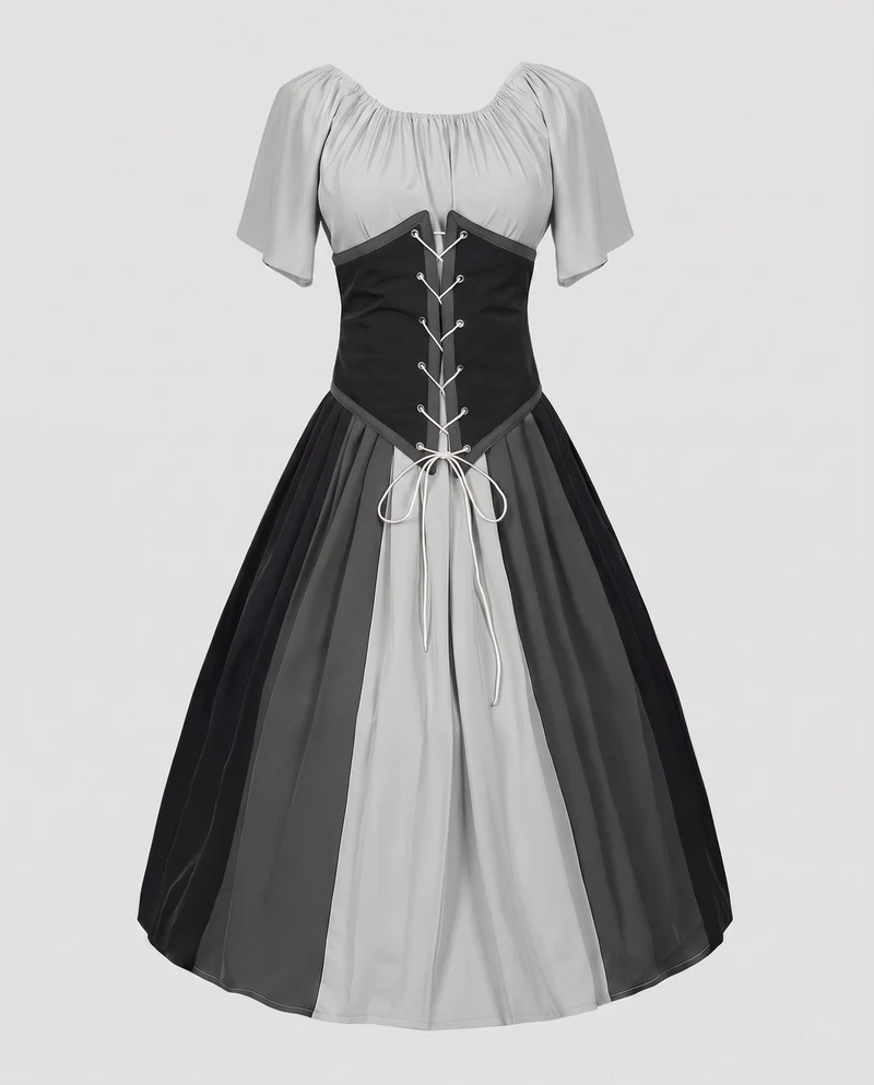Damen Dirndl mit Rüschendetails und Schnürung Drune
