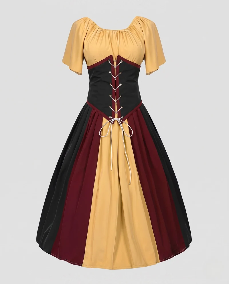 Damen Dirndl mit Rüschendetails und Schnürung Drune
