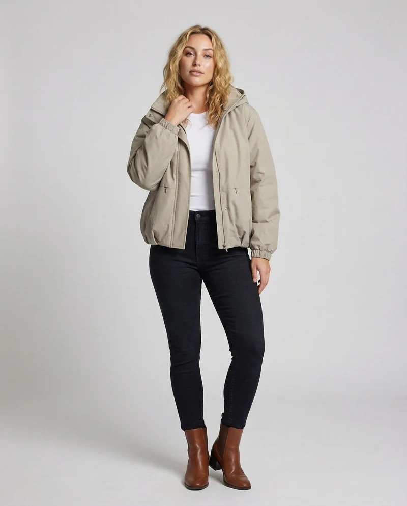 Damen Urbane Ballon-Saum Kapuzenjacke