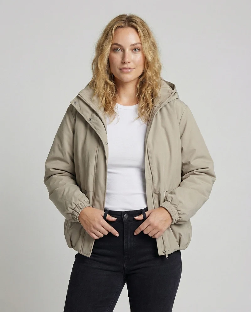 Damen Urbane Ballon-Saum Kapuzenjacke
