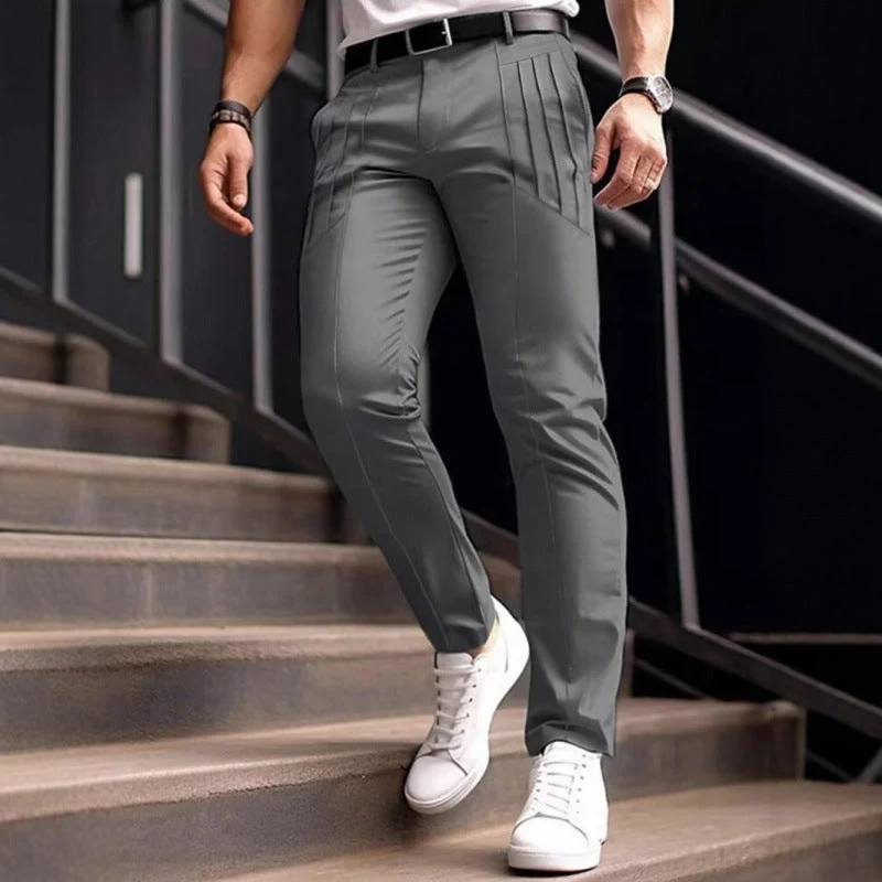 Herren stylische Slim-Fit Anzughose mit plissiertem Design Drune