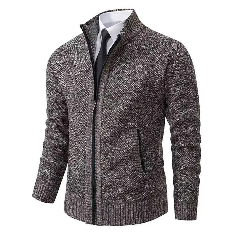 Herren nan Strickjacke mit Stehkragen und verdecktem Reißverschluss Drune