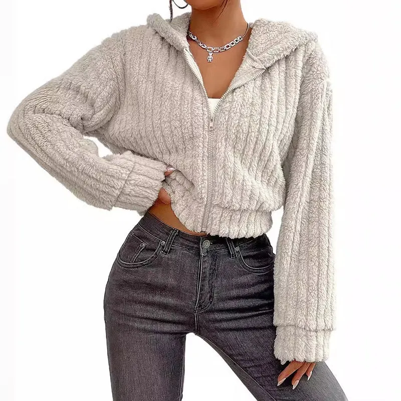 Damen Rotationsjacke aus kuscheligen Fleece mit Hohem Kragen Drune