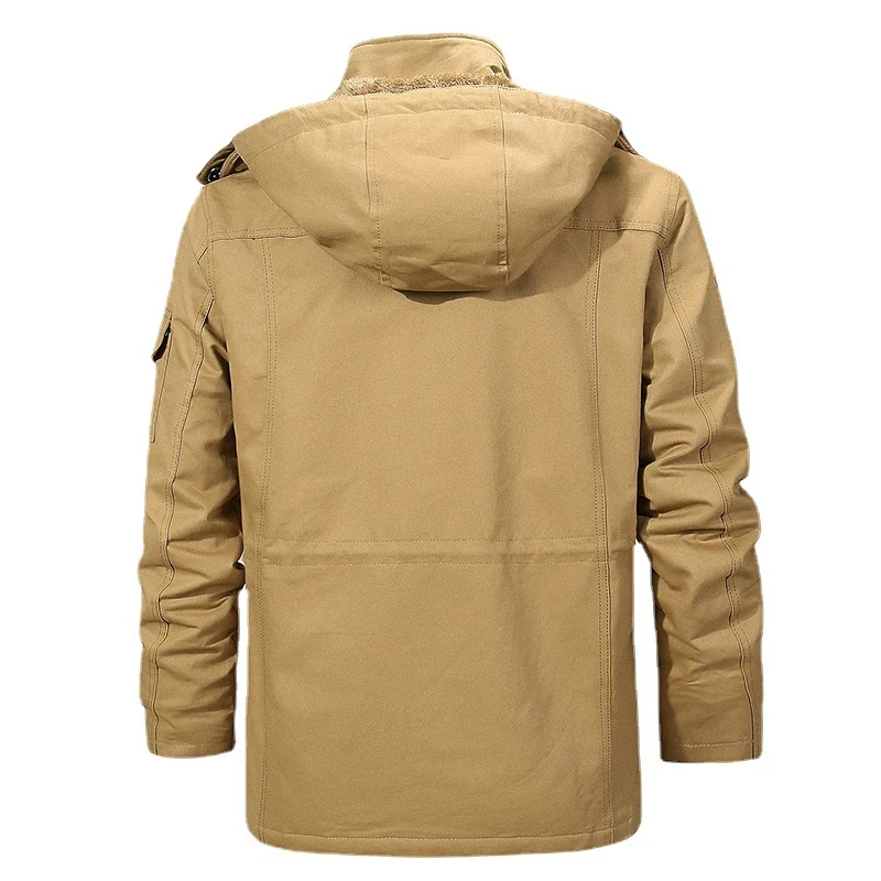 Herren Canvas-Fieldparka mit herausnehmbarer Teddy-Innenjacke, Kordelzug und Mehrfach-Taschen Drune