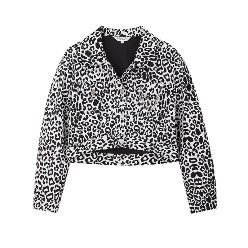 Damen Modische Leopardenjacke mit lässigem Schnitt Drune