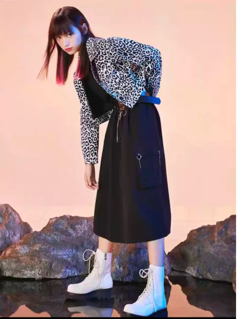 Damen Modische Leopardenjacke mit lässigem Schnitt Drune