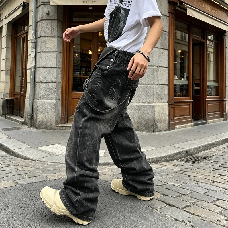 Herren Lässige Denim-Latzhose Drune