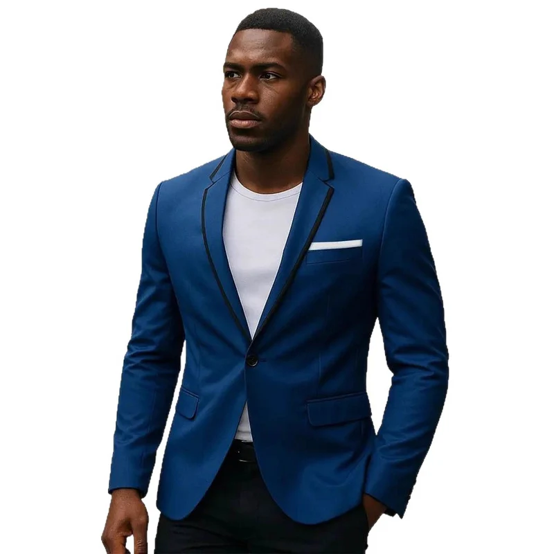 Herren nan einreihiges Slim-Fit Sakko mit kontrastierendem Reversbesatz und Pattentaschen Drune