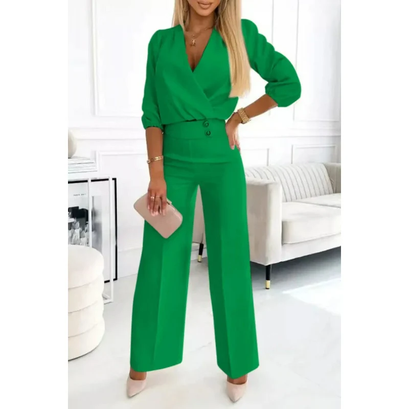 Damen elegantes Jumpsuit mit weiten Beinen Drune