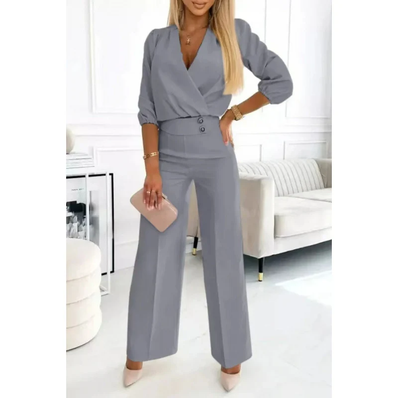 Damen elegantes Jumpsuit mit weiten Beinen Drune