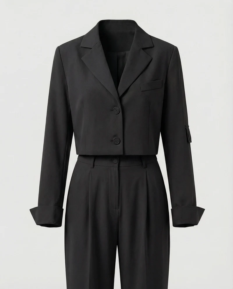Damen elegantes Tailleur-Set mit kurzem Blazer