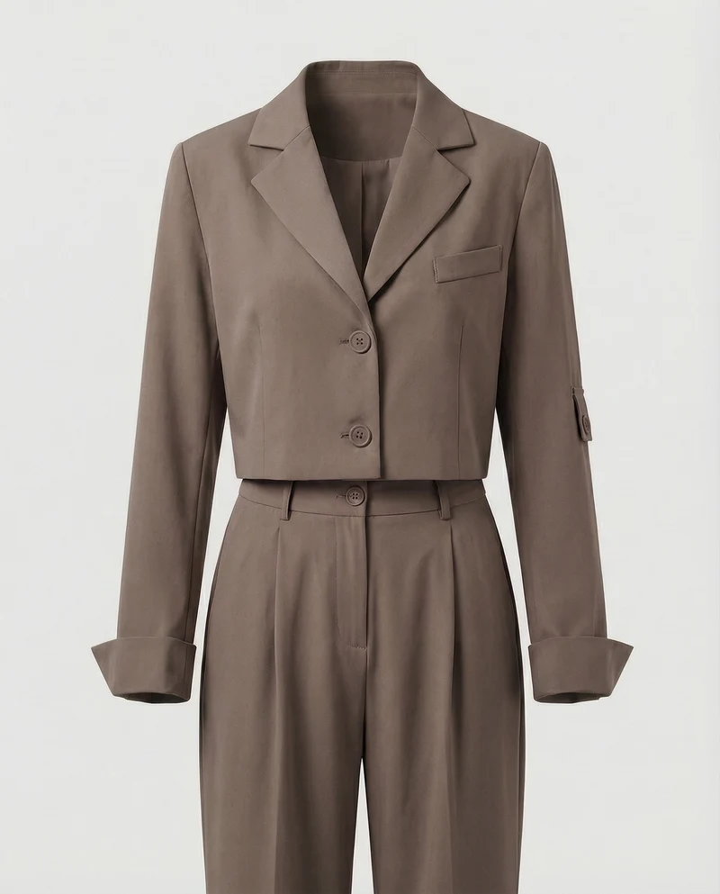 Damen elegantes Tailleur-Set mit kurzem Blazer