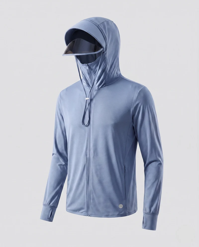 Unisex nan ultraleichtes Kapuzenshirt mit ausklappbarem Visier, atmungsaktivem Wabenjersey und Reißverschluss Drune