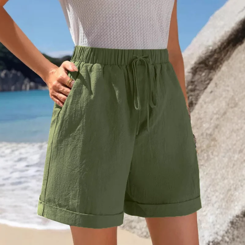 Damen Luftige Sommershorts mit elastischem Bund und Kordelzug Drune