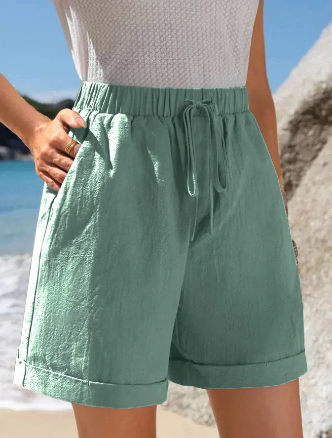 Damen Luftige Sommershorts mit elastischem Bund und Kordelzug Drune