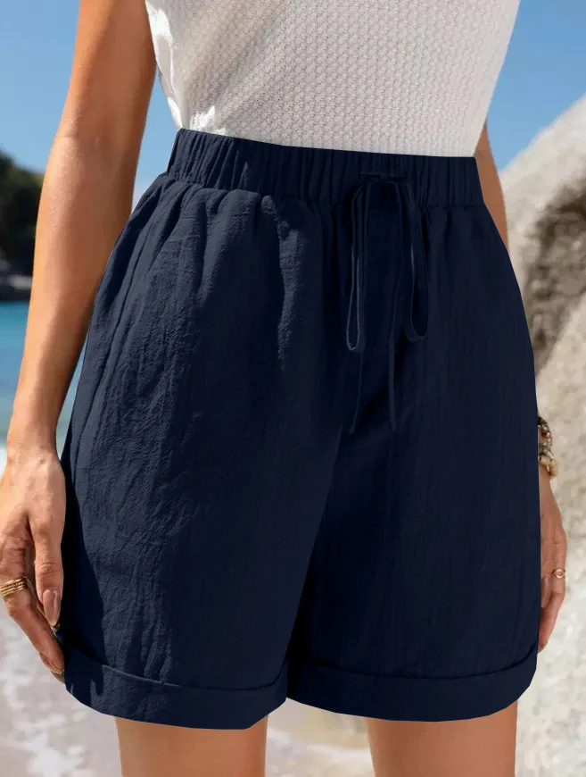 Damen Luftige Sommershorts mit elastischem Bund und Kordelzug Drune