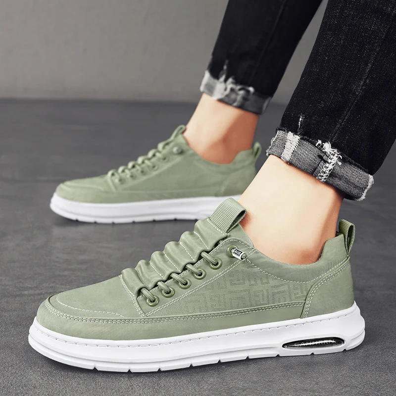 Herren urbaner Komfort‑Sneaker mit geprägtem Seitenmuster, gepolsterter Schnürlasche und dämpfender Luftkapselsohle Drune