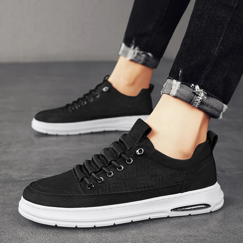 Herren urbaner Komfort‑Sneaker mit geprägtem Seitenmuster, gepolsterter Schnürlasche und dämpfender Luftkapselsohle Drune