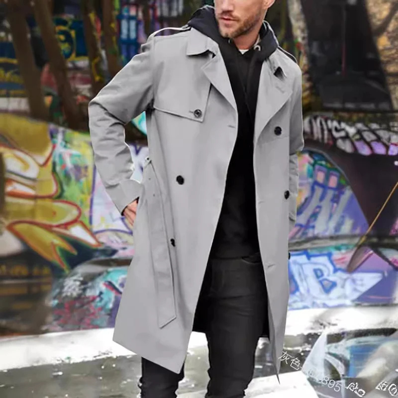 Herren modischer Trenchcoat mit praktischen Seitentaschen und abnehmbarem Innenfutter Drune