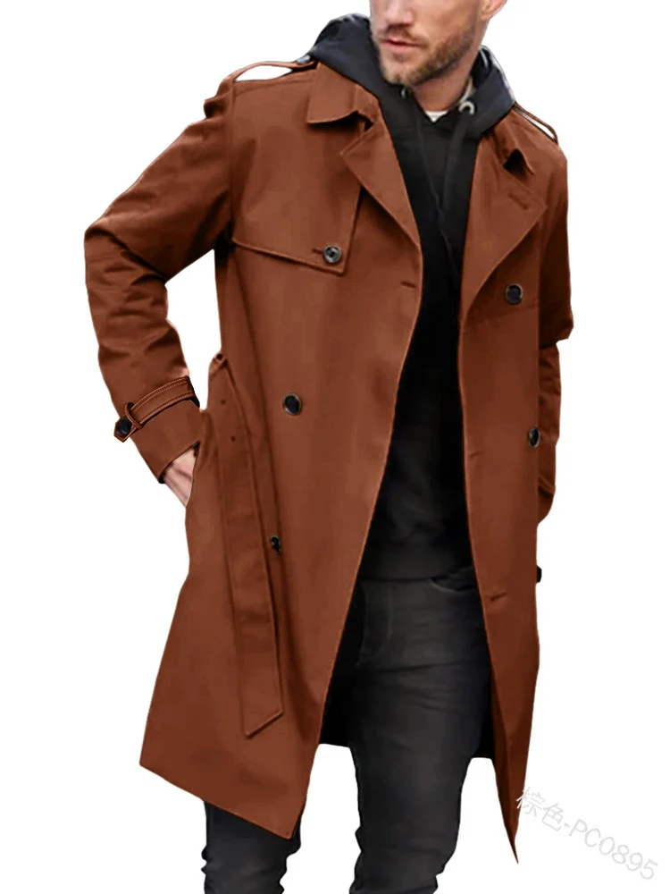 Herren modischer Trenchcoat mit praktischen Seitentaschen und abnehmbarem Innenfutter Drune