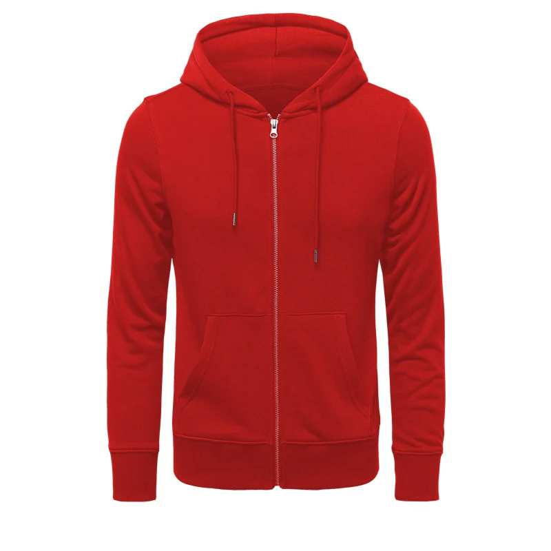 Herren nan schmal geschnittener Zip-Hoodie mit Metall-Reißverschluss, doppellagiger Kapuze und Kängurutasche Drune