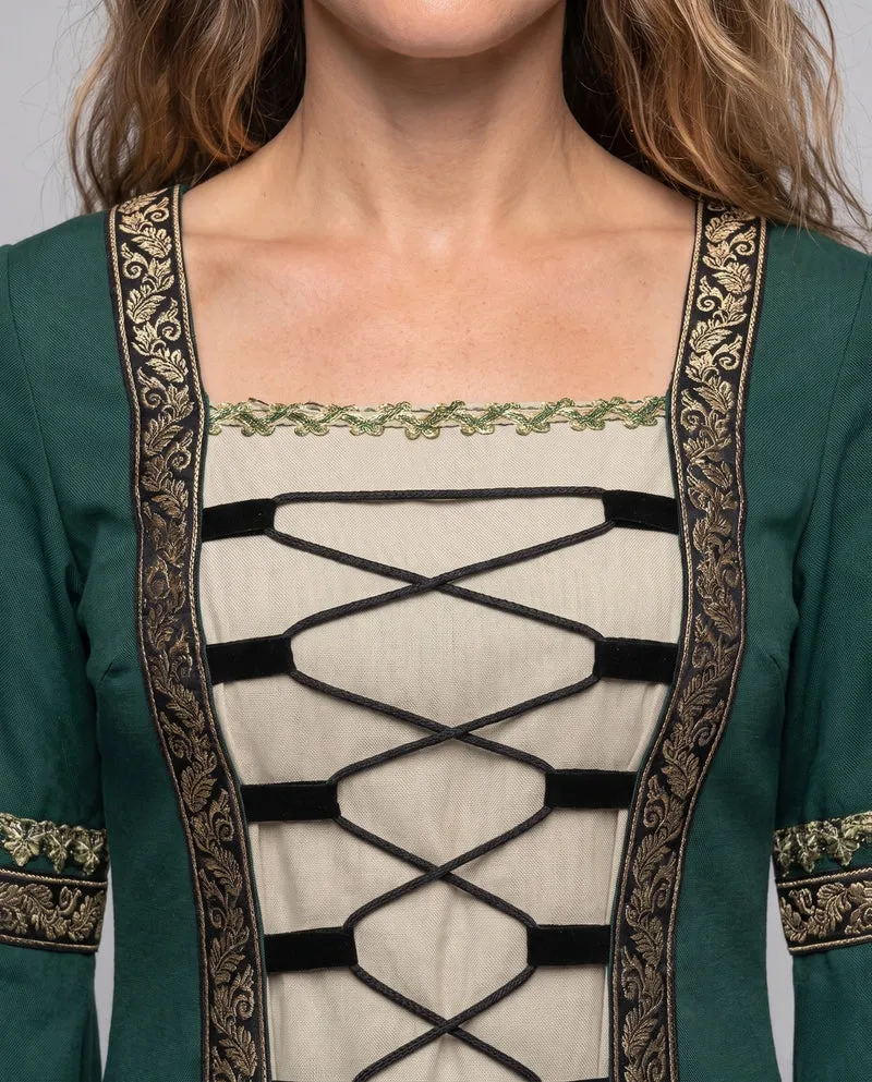 Damen historisches Märchenkleid mit elegantem Schnürdesign Drune