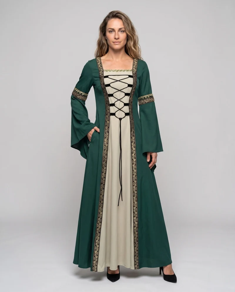 Damen historisches Märchenkleid mit elegantem Schnürdesign Drune
