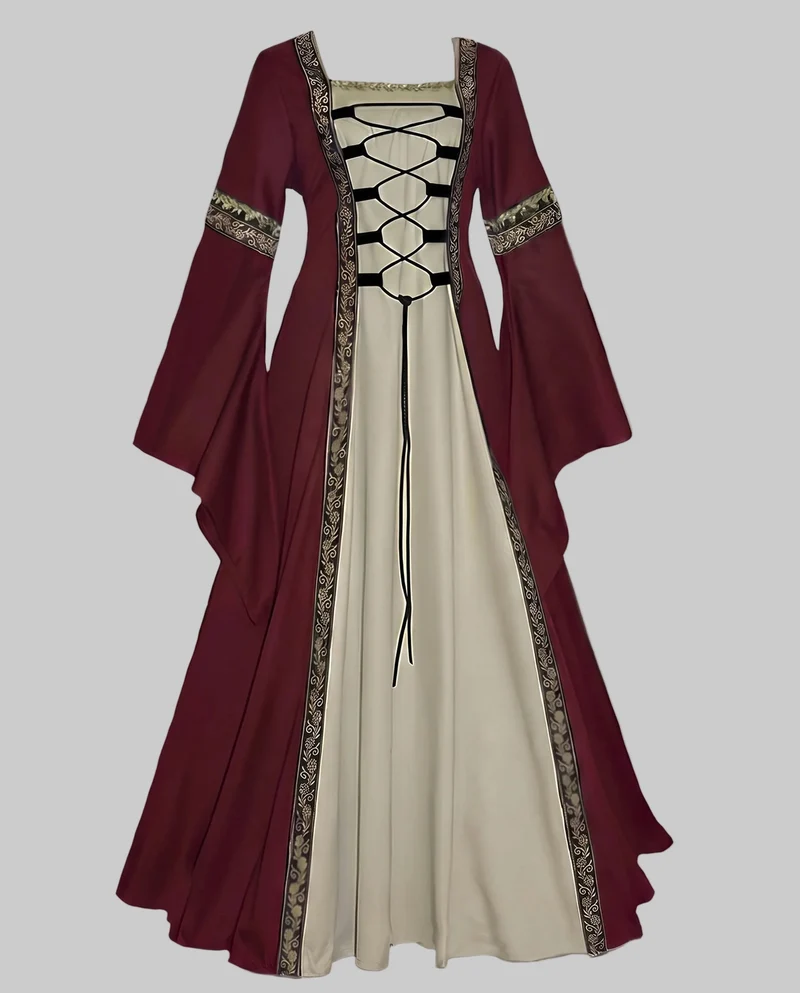 Damen historisches Märchenkleid mit elegantem Schnürdesign Drune